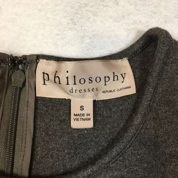 Philosophy Womens S Bodycon Mini Knit Dress Gray Rayon Half Sleeve Classic Party - Picture 2 of 12